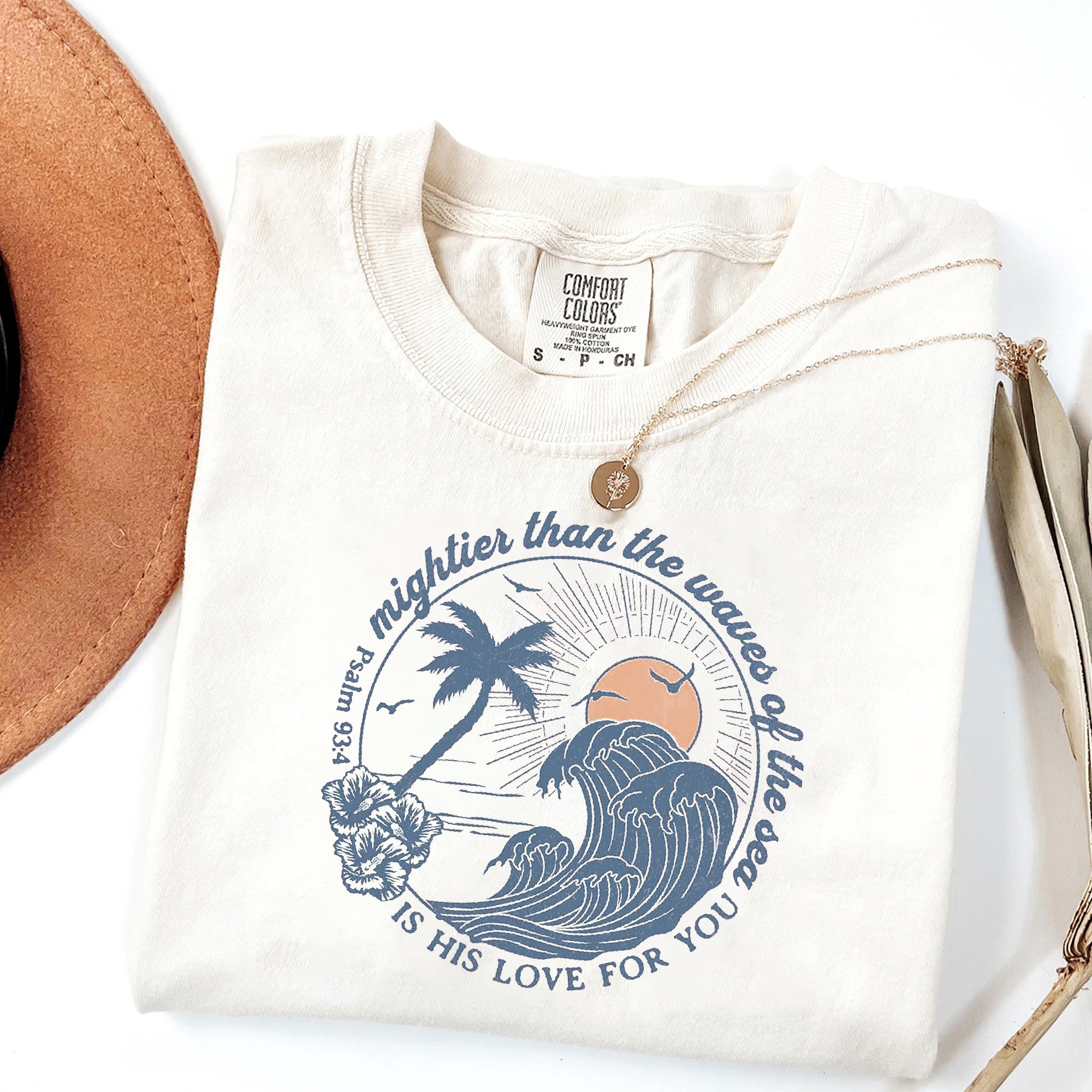 Mightier Than The Waves Shirt Christian Shirt Comfort Colors Summer Christian Gift for Teen Boho Christian Clothes Beach Christian Merch
